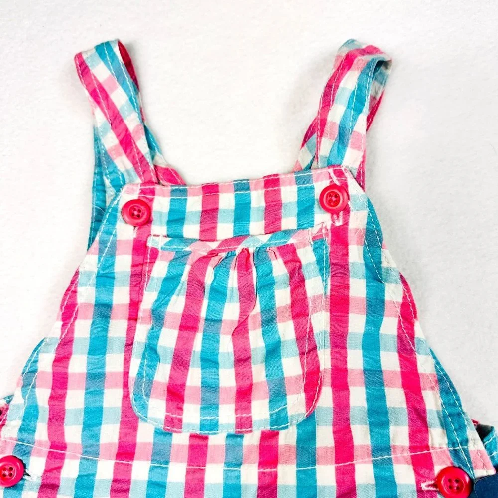 OshKosh B'Gosh Pink & Blue Check Bubble Romper 24M - NWT